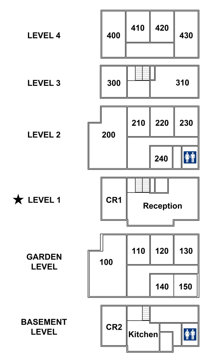 ZipDesk Coworking Building 5 floor plan, all levels